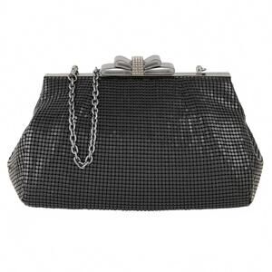 NEW WHITING & DAVIS blake crystal bow clutch bag in black